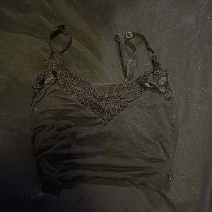 Cute nighttime tank top lace with bows shirt black